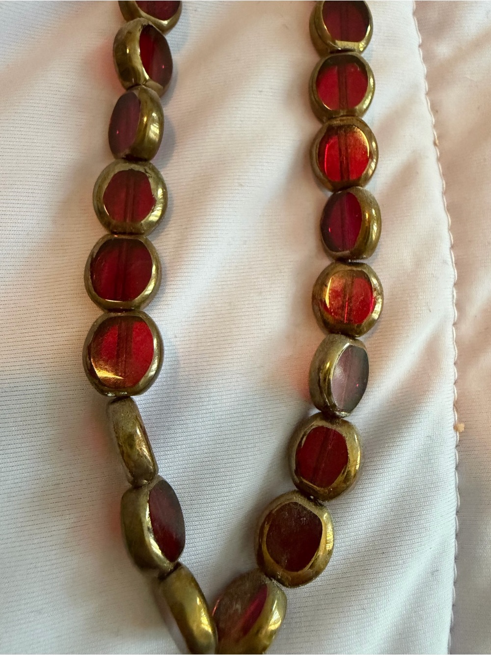 Red Beaded Statement Necklace - Unbranded